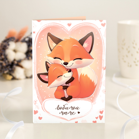 Открытка 4 шоколадки "Любимой маме"